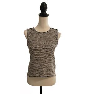 BANANA REPUBLIC NAVY BLACK WHITE TWEED SLEEVELESS BLOUSE SZ XS EUC